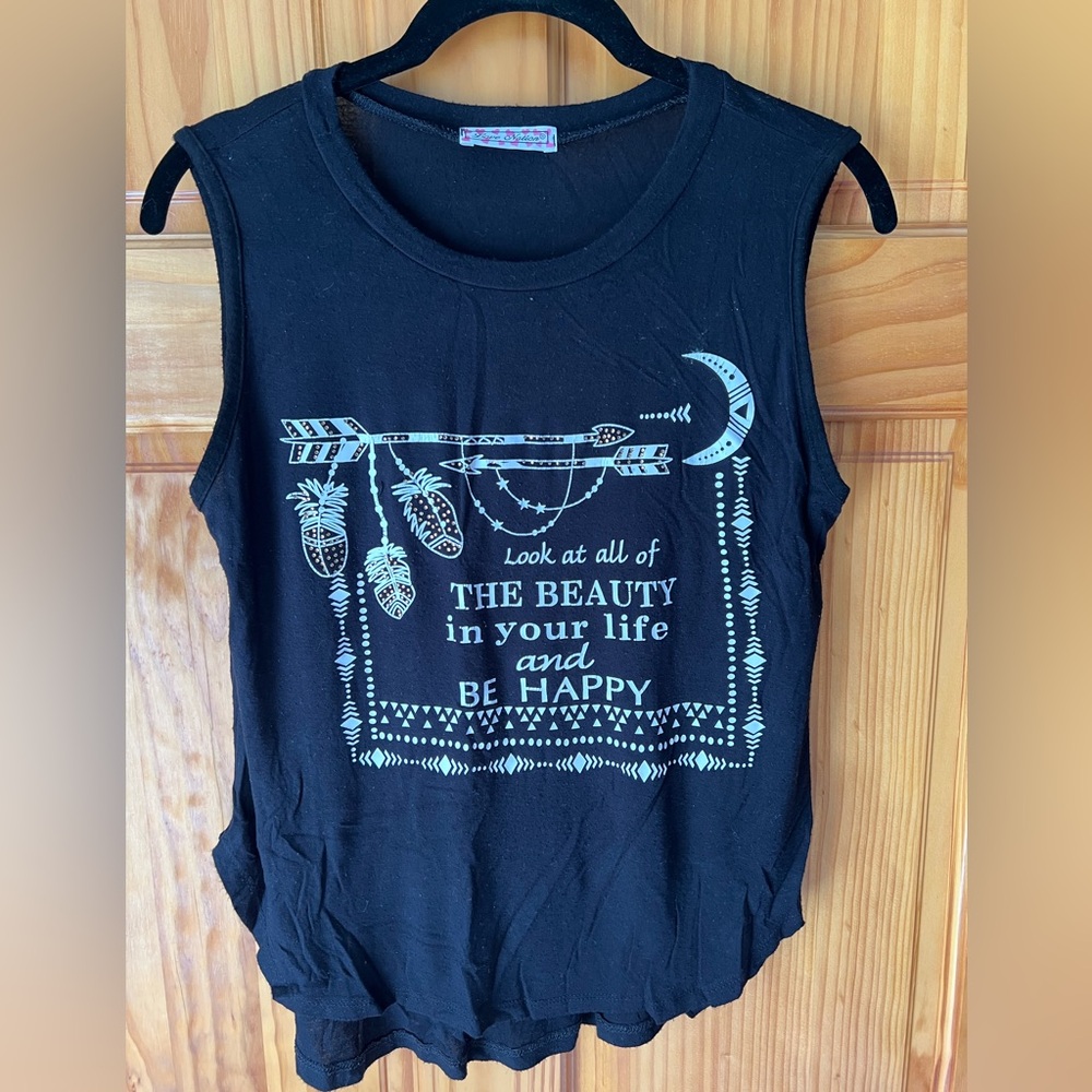 Love Nation Inspirational Black Tank Top